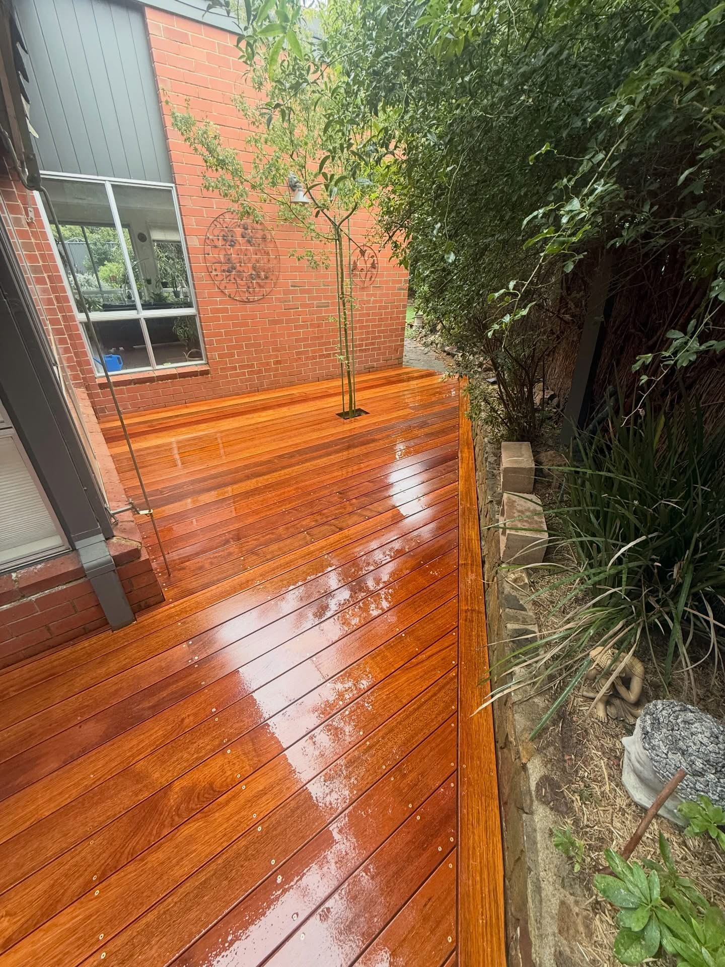 Finished wraparound timber deck